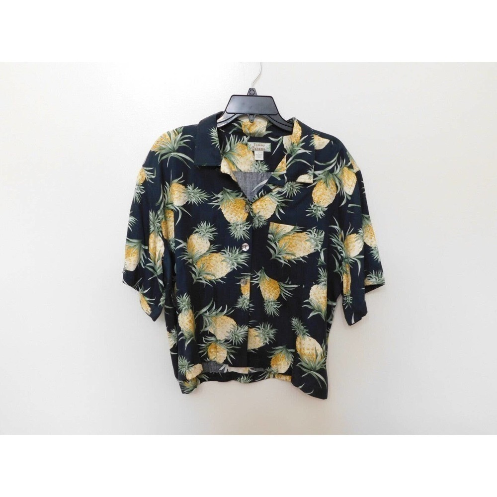 Tommy Bahama Black Short Sleeve Pineapple Print Top - Size Large